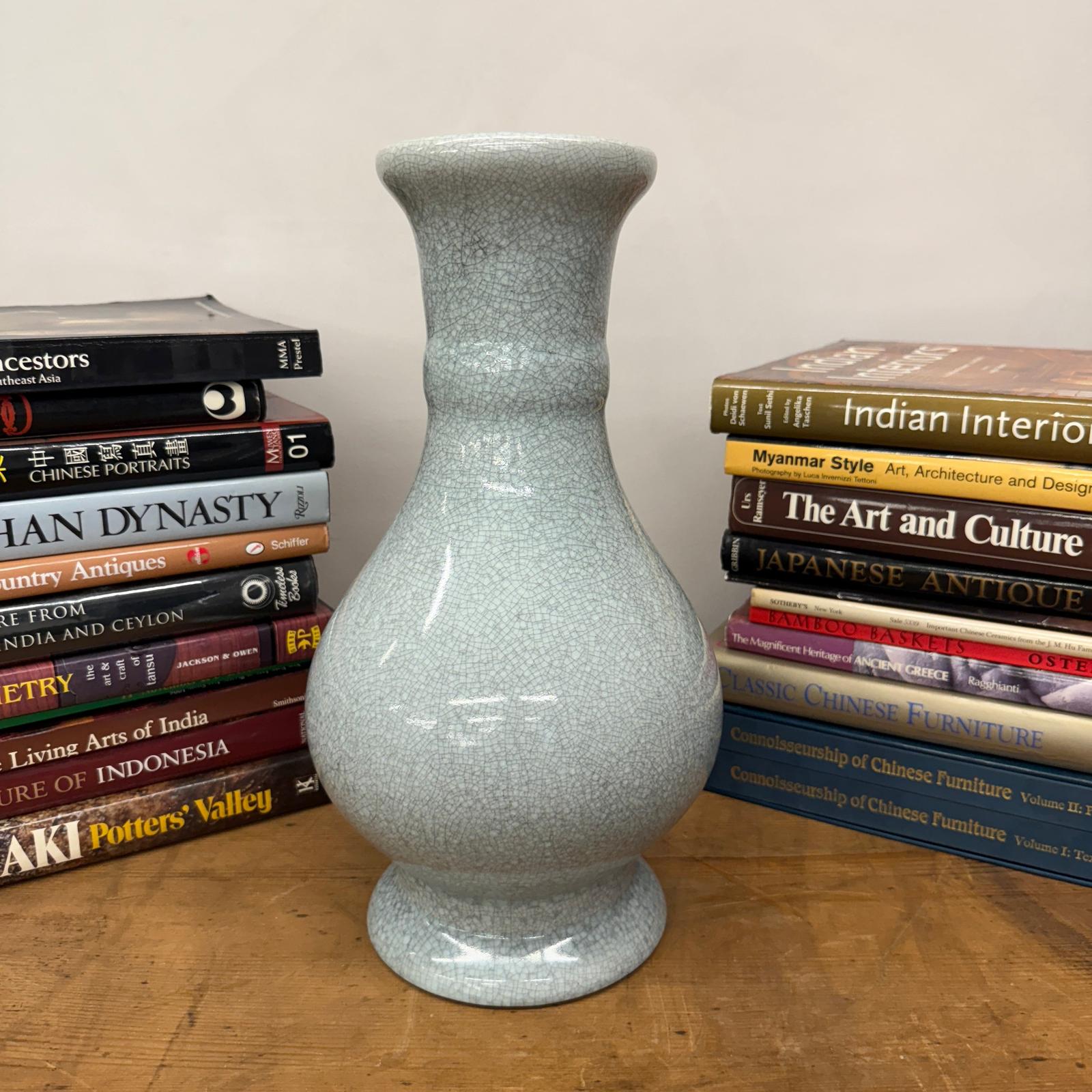 White Crackle Glaze Vase with Elegant Curved Silhouette, SKU , image 6