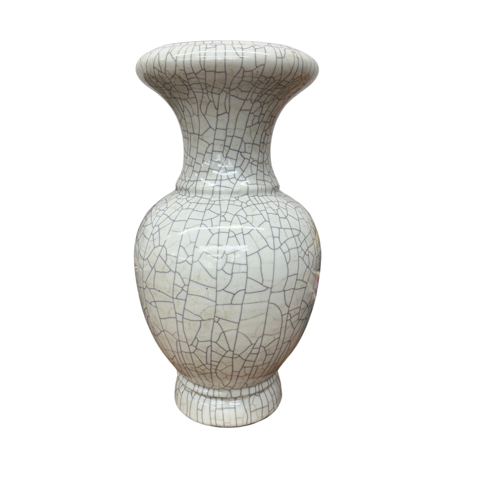 White Crackle Glaze Vase with Elegant Form &amp; Fluted Opening, SKU , image 1