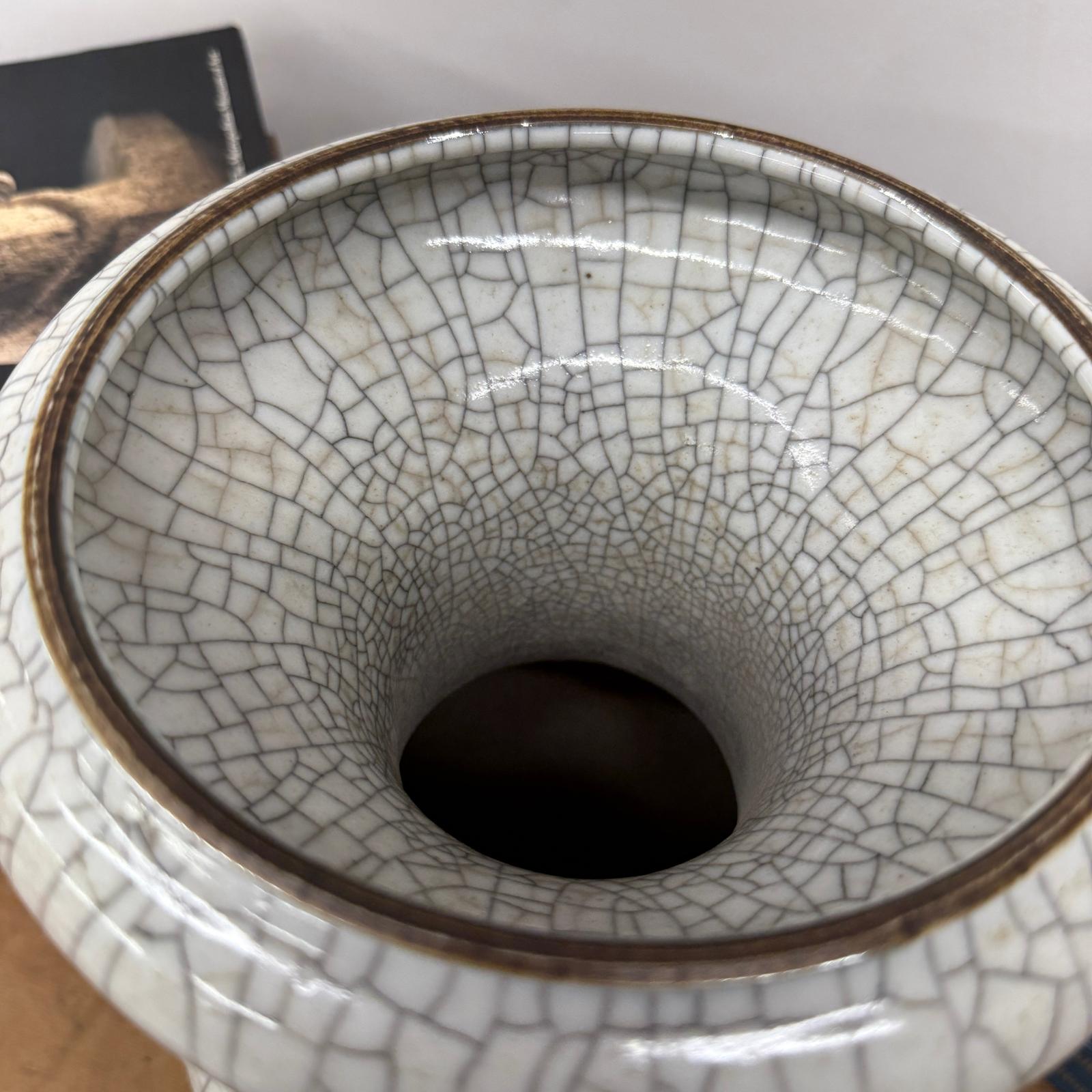 White Crackle Glaze Vase with Elegant Form &amp; Fluted Opening, SKU , image 10
