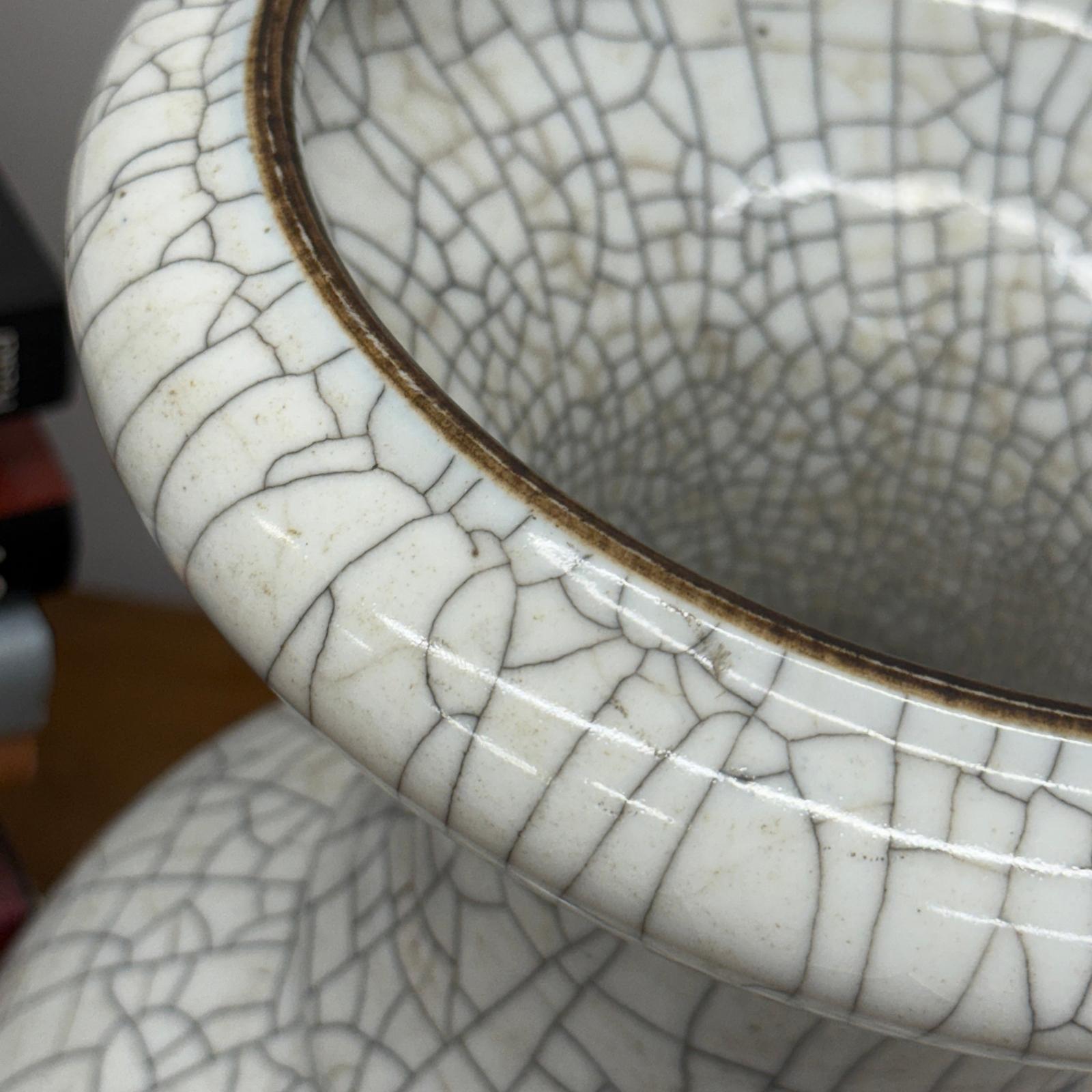 White Crackle Glaze Vase with Elegant Form &amp; Fluted Opening, SKU , image 8
