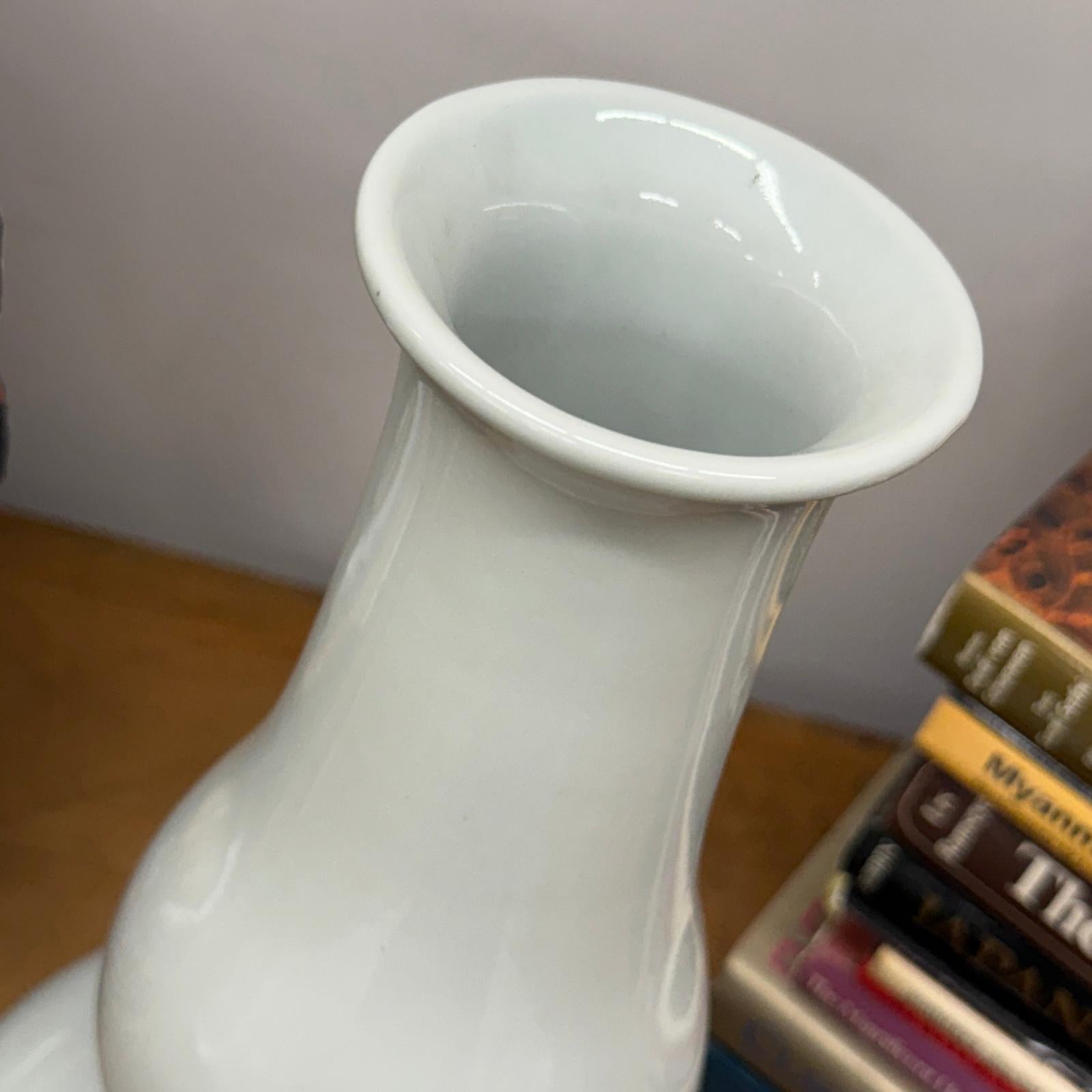 White Glazed Ceramic Vase with Bold Long-Necked Silhouette, SKU , image 8