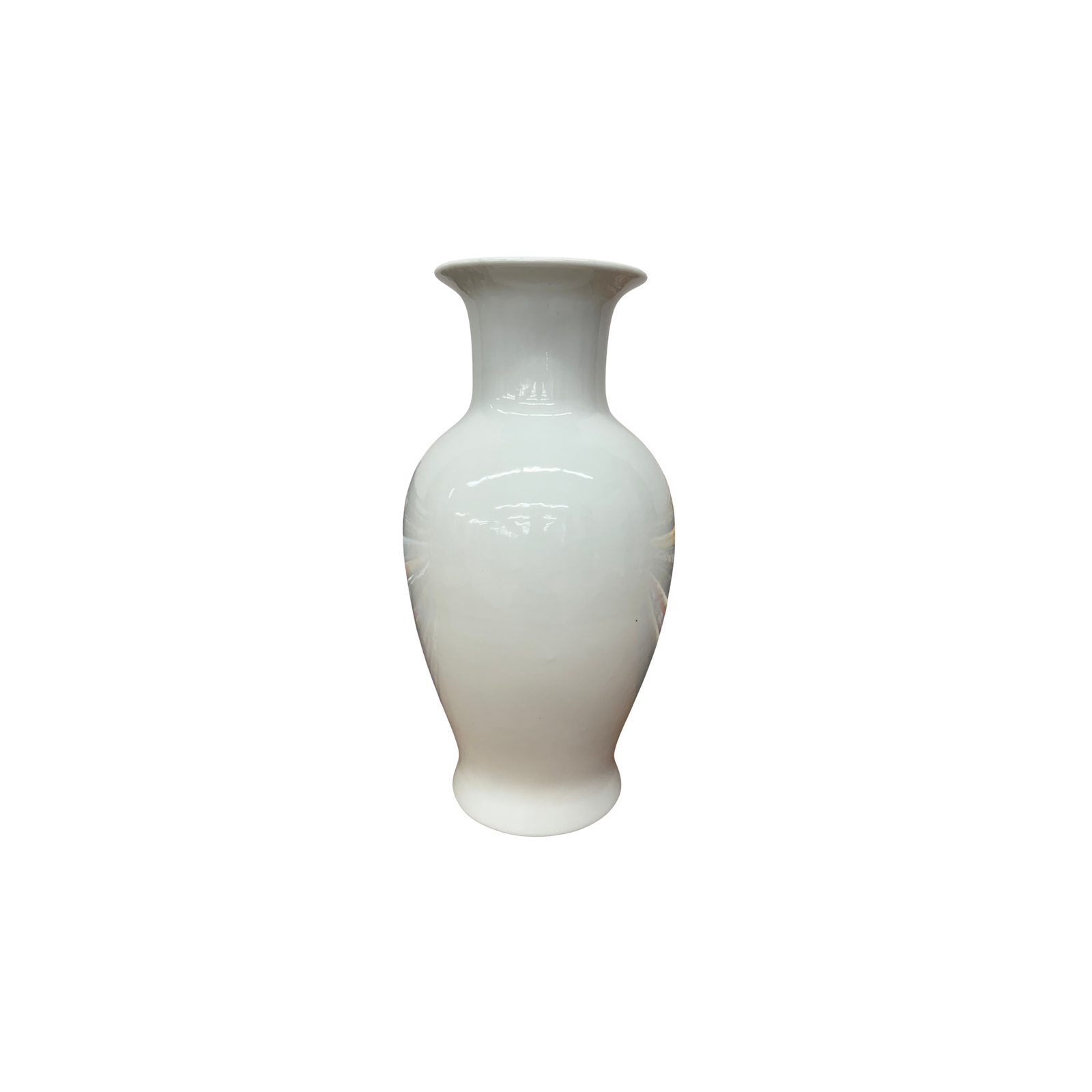 White Glazed Ceramic Vase with Flared Neck, SKU , image 1
