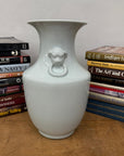 White Glazed Ceramic Vase with Foo Dog Handles, SKU , image 5