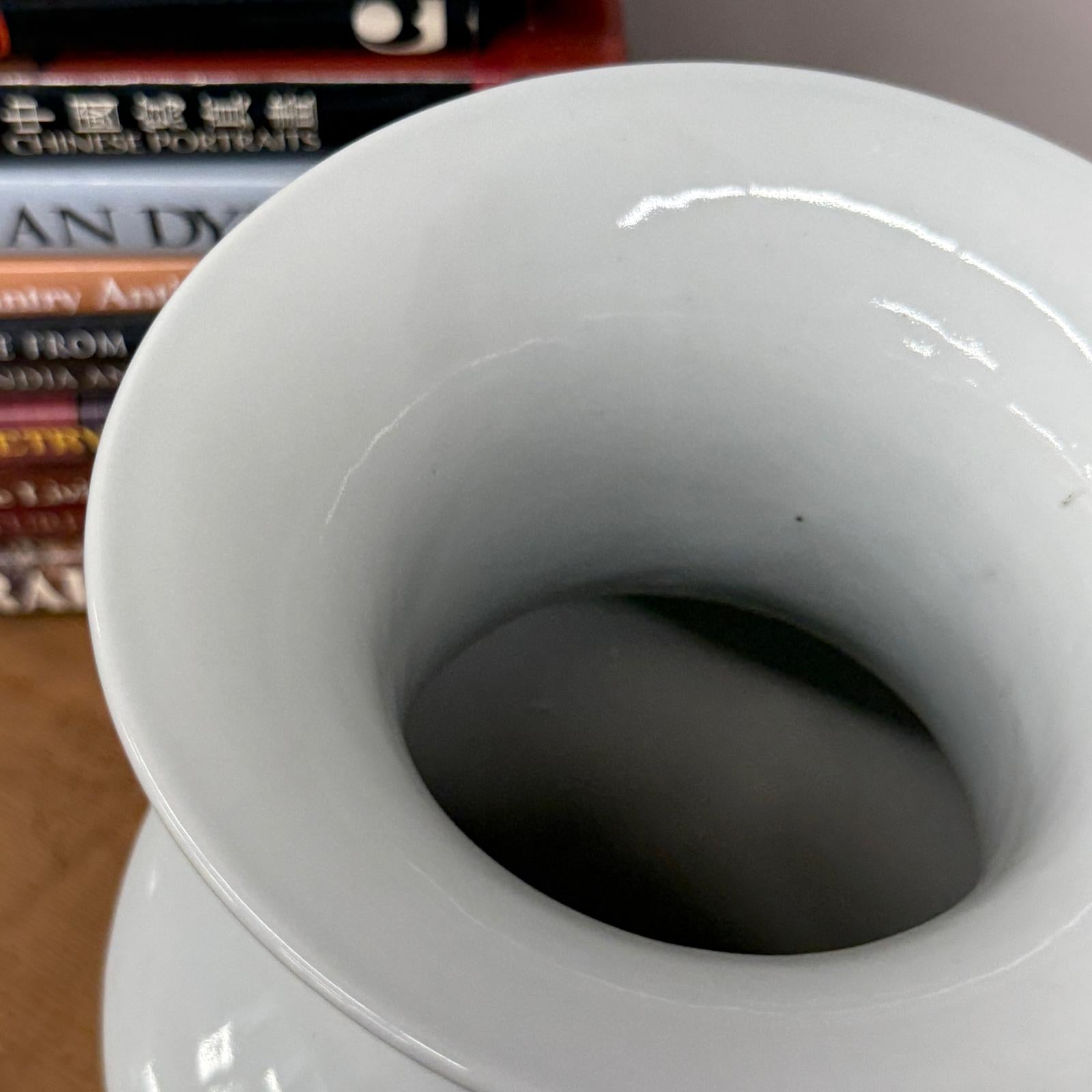 White Glazed Ceramic Vase with Foo Dog Handles, SKU , image 9