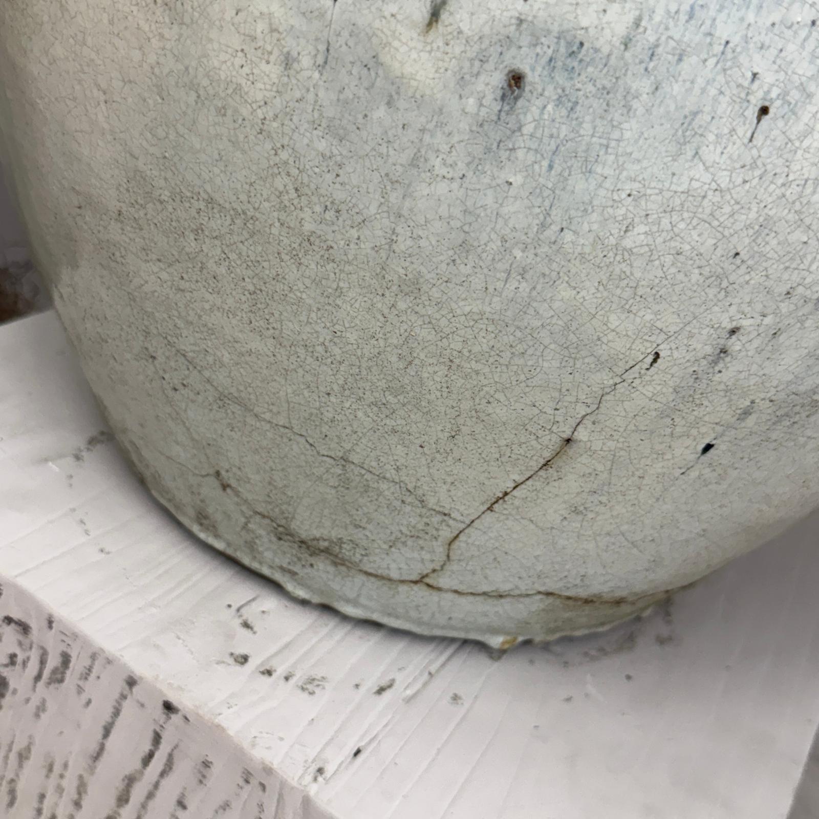 White Glazed Round Ceramic Planter with Wide Opening - FEA Home