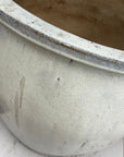 White Glazed Round Ceramic Planter with Wide Opening - FEA Home
