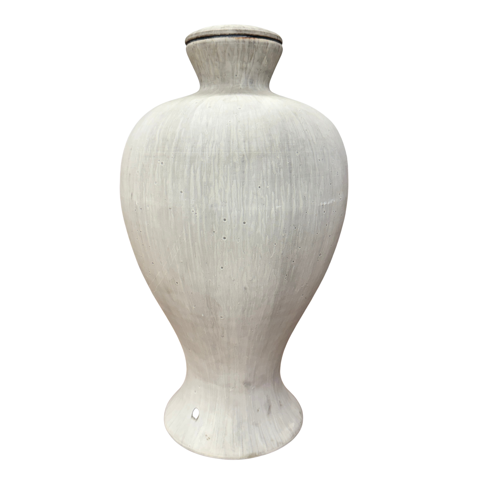 Wide &amp; Curved White-Grey Round Ceramic Lamp Base, SKU , image 1