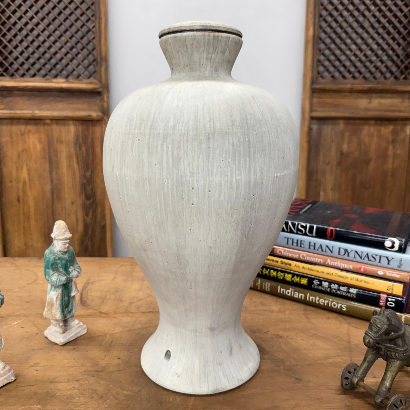 Wide &amp; Curved White-Grey Round Ceramic Lamp Base, SKU , image 2