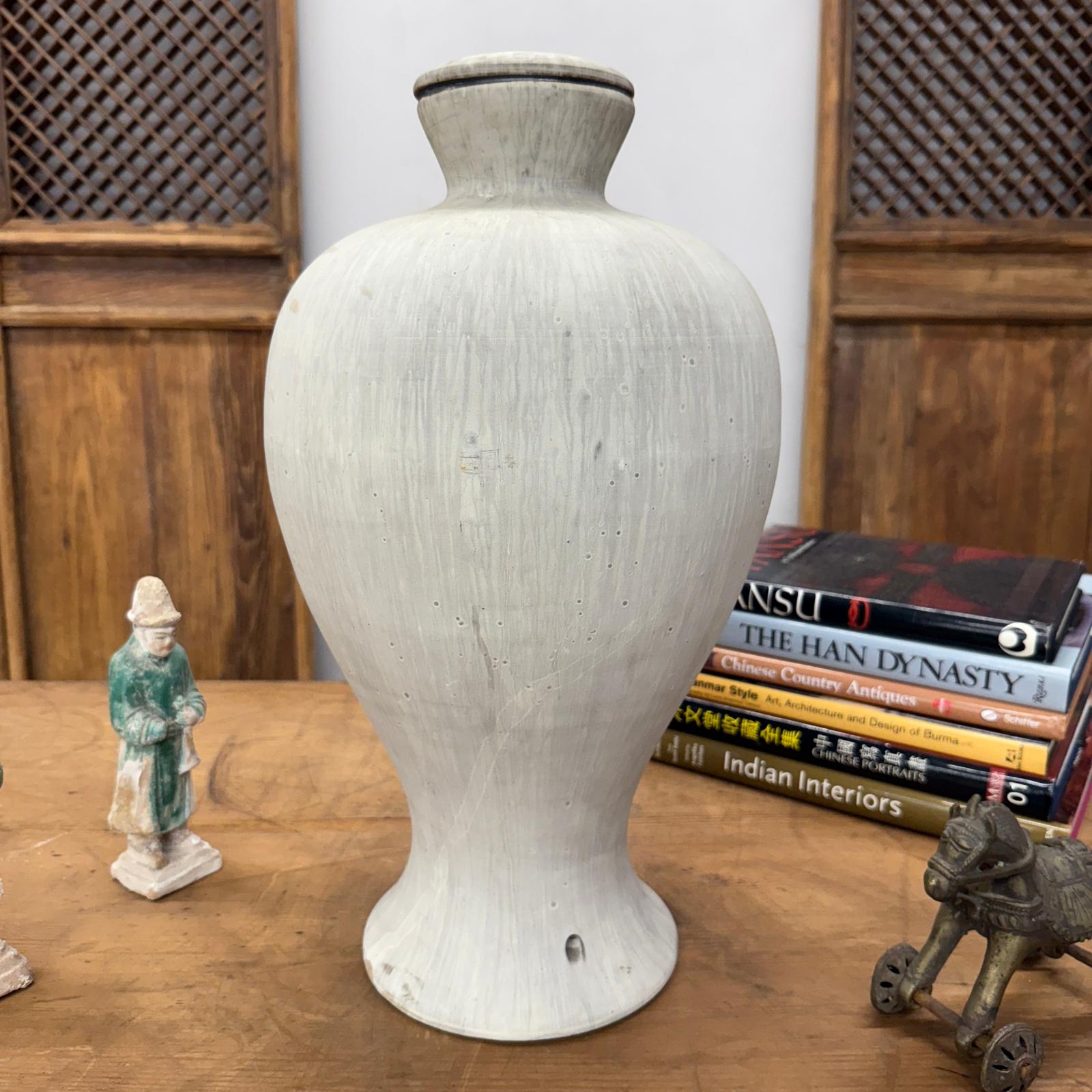 Wide &amp; Curved White-Grey Round Ceramic Lamp Base, SKU , image 5