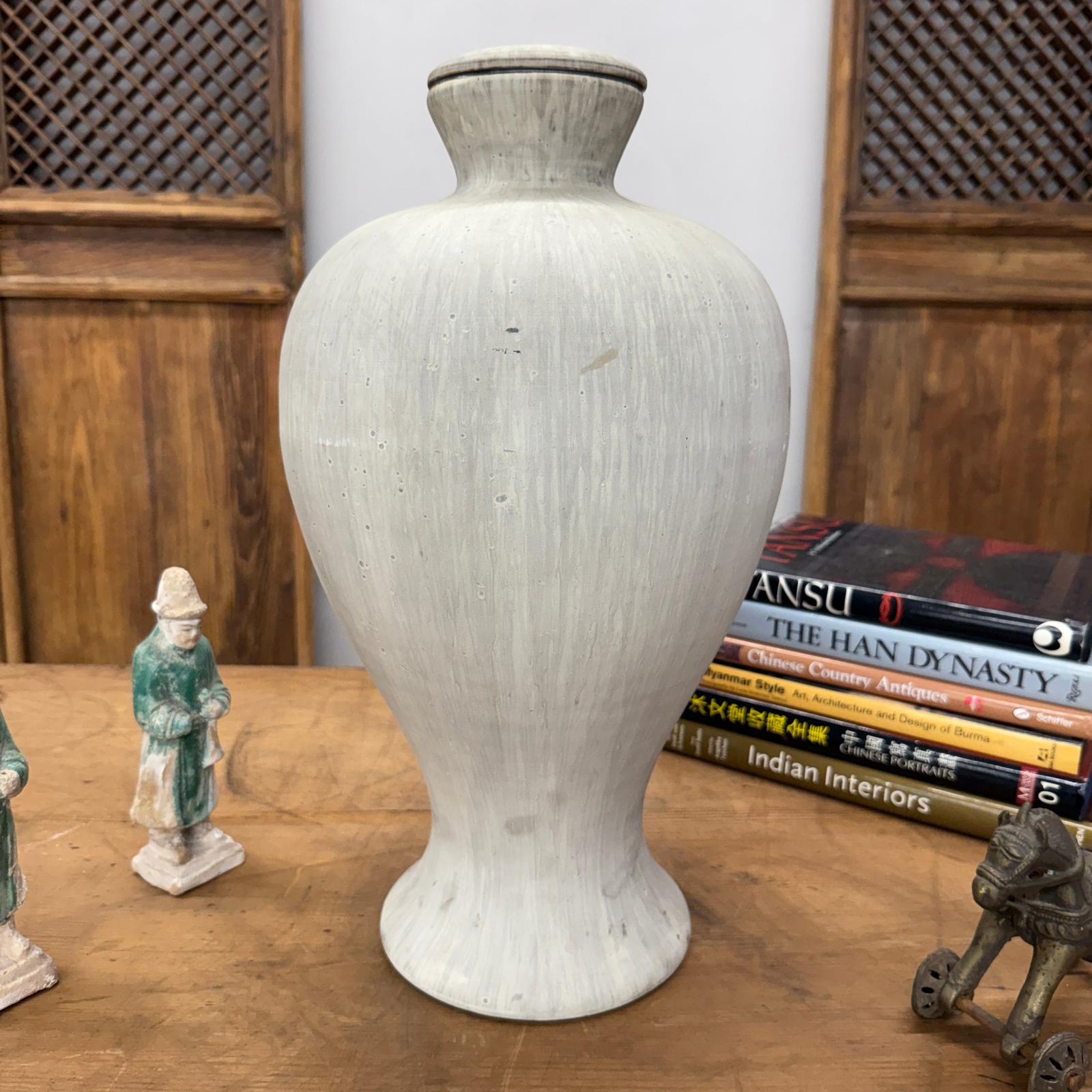 Wide &amp; Curved White-Grey Round Ceramic Lamp Base, SKU , image 6