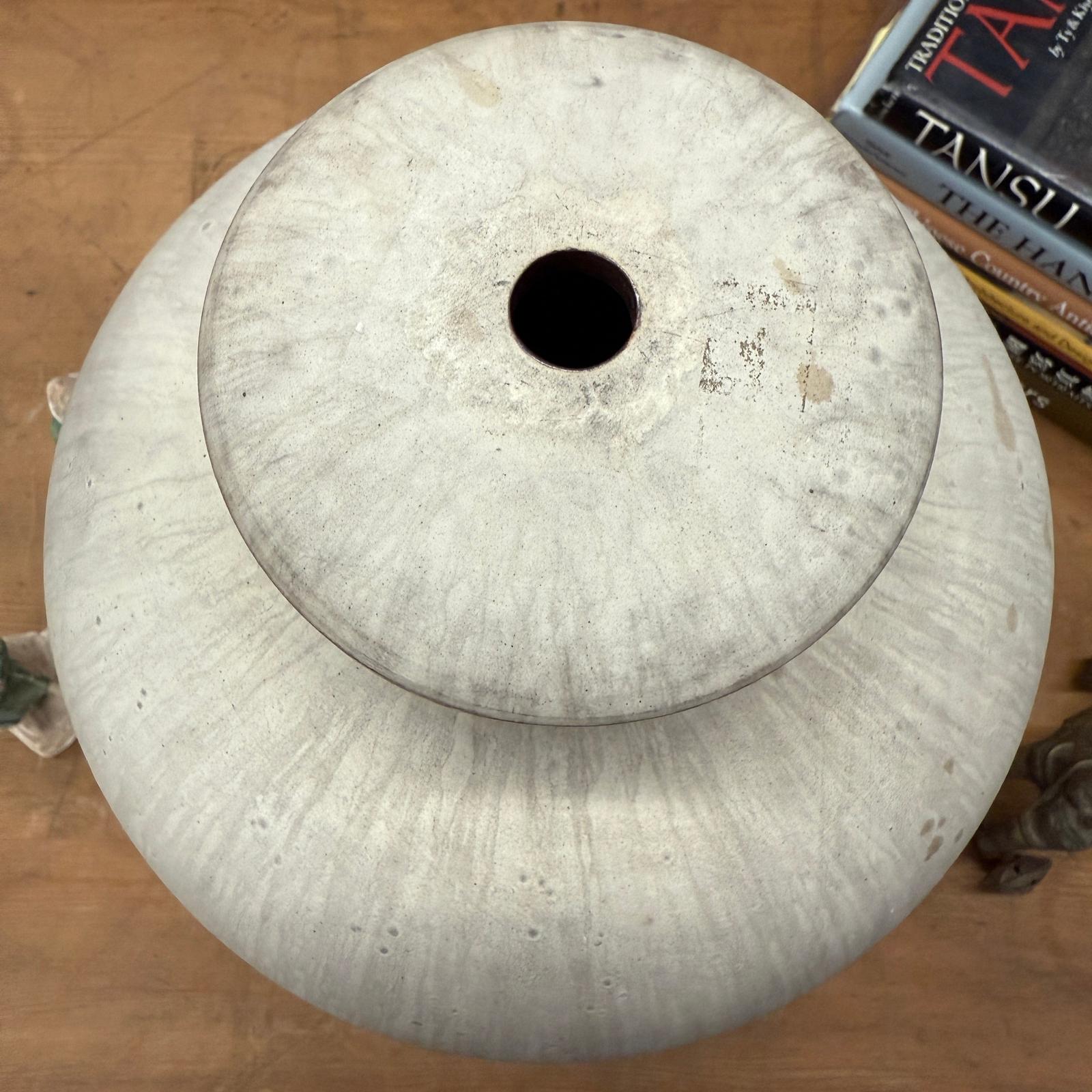 Wide &amp; Curved White-Grey Round Ceramic Lamp Base, SKU , image 9