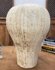 Wide Rounded Textured Ivory & Sand Brown Ceramic Vase - FEA Home