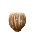 Wide RoundedTextured Two-Tone Cafe Mocha Brown Ceramic Vase - FEA Home
