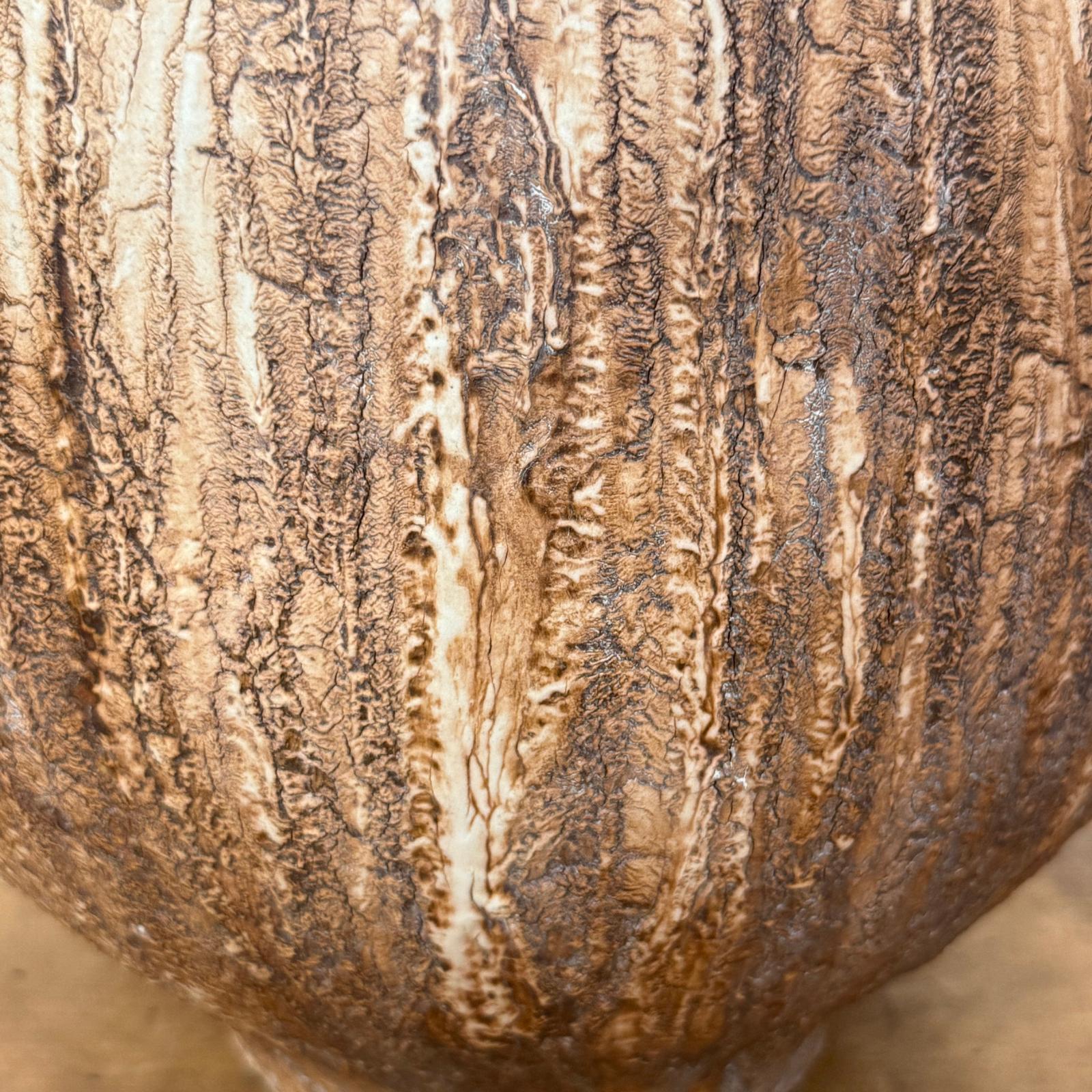 Wide RoundedTextured Two-Tone Cafe Mocha Brown Ceramic Vase - FEA Home
