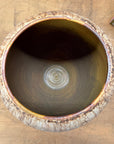Wide RoundedTextured Two-Tone Cafe Mocha Brown Ceramic Vase - FEA Home