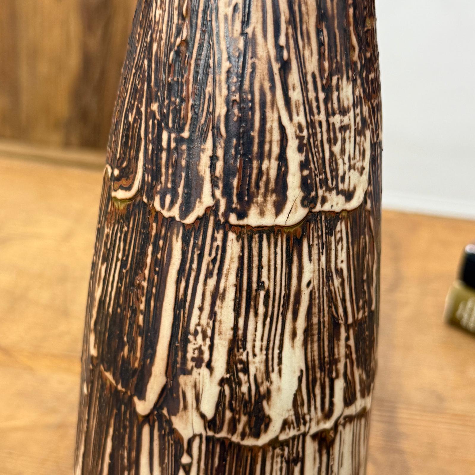 Wood Brown &amp; White Bottle Shaped Ceramic Vase, SKU , image 8