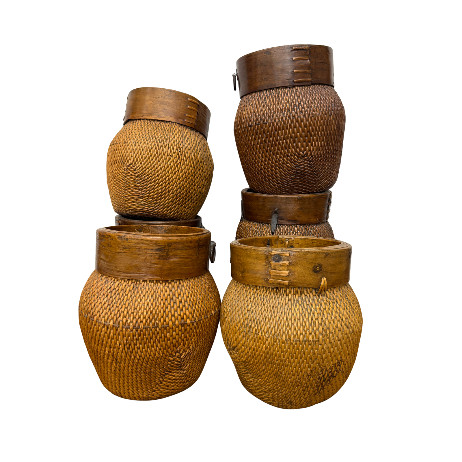 Woven Rattan Baskets with Wooden Rims, Sold Per - FEA Home