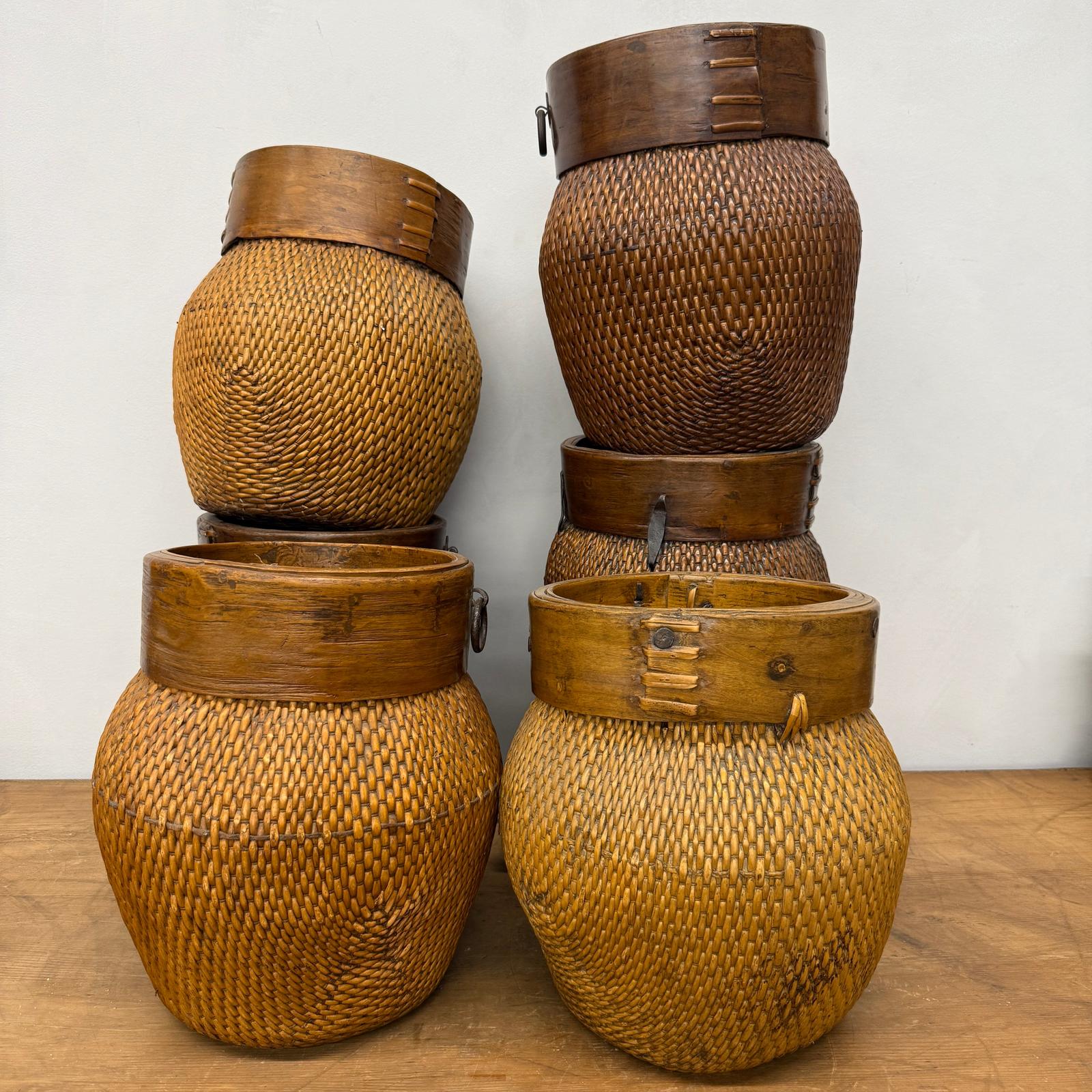 Woven Rattan Baskets with Wooden Rims, Sold Per - FEA Home