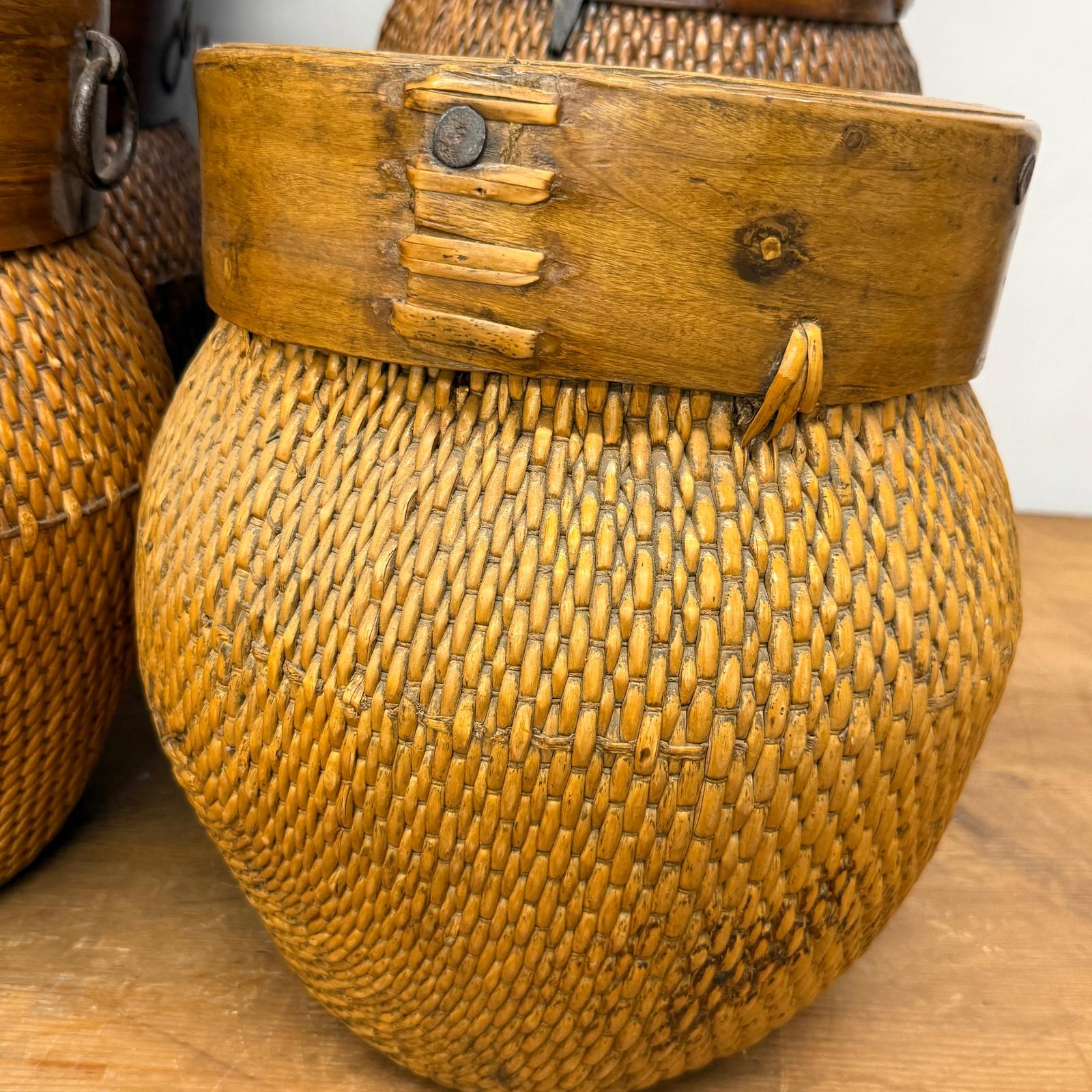 Woven Rattan Baskets with Wooden Rims, Sold Per - FEA Home