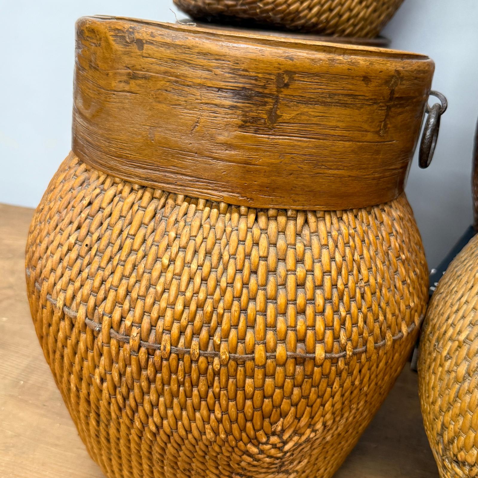 Woven Rattan Baskets with Wooden Rims, Sold Per - FEA Home