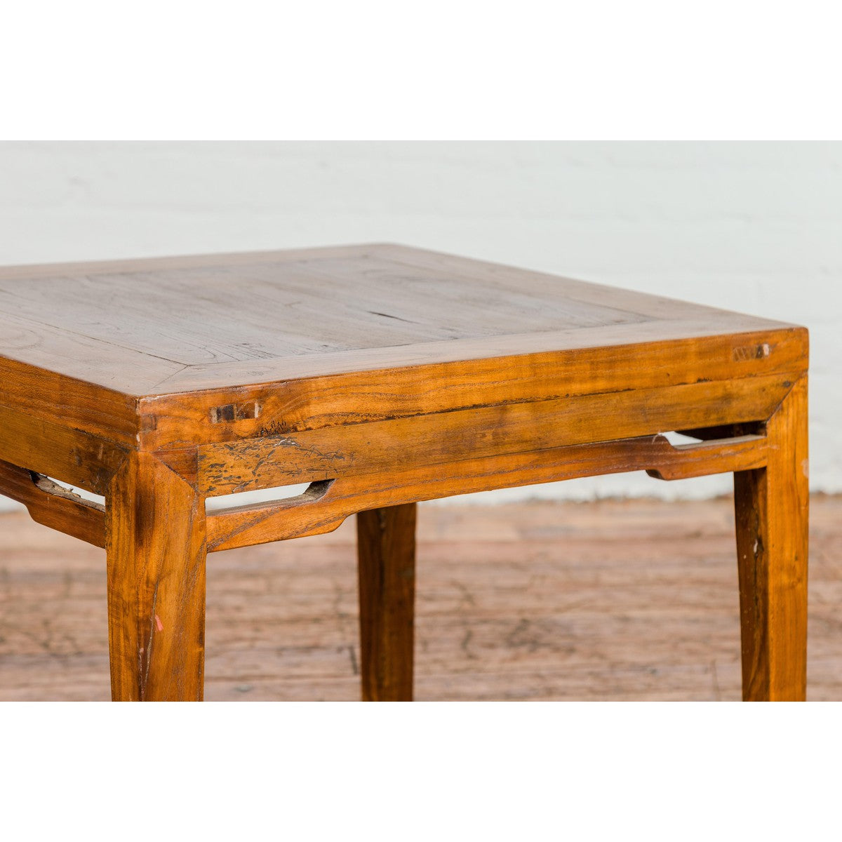 Qing Dynasty Elm Stool or Drinks Table with Horse Hoof Feet and Humpback Apron-14. Asian &amp; Chinese Furniture, Art, Antiques, Vintage Home Décor for sale at FEA Home