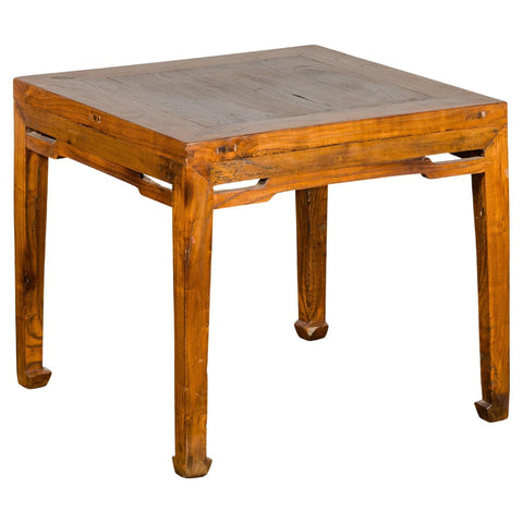 Qing Dynasty Elm Stool or Drinks Table with Horse Hoof Feet and Humpback Apron-YN1158-1. Asian & Chinese Furniture, Art, Antiques, Vintage Home Décor for sale at FEA Home