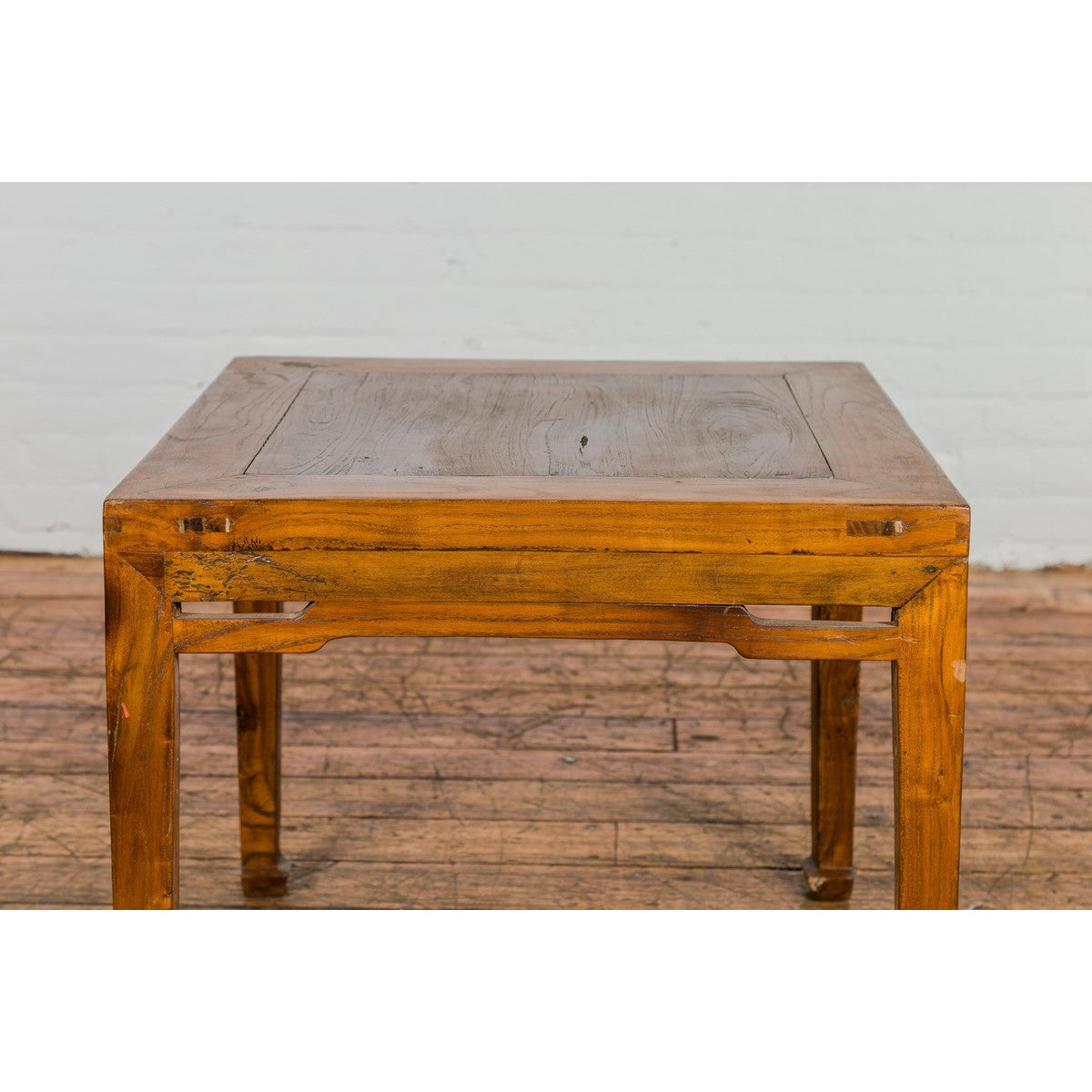 Qing Dynasty Elm Stool or Drinks Table with Horse Hoof Feet and Humpback Apron-3. Asian &amp; Chinese Furniture, Art, Antiques, Vintage Home Décor for sale at FEA Home