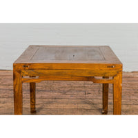 Qing Dynasty Elm Stool or Drinks Table with Horse Hoof Feet and Humpback Apron