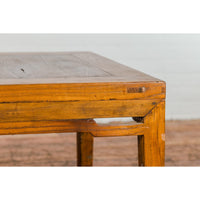 Qing Dynasty Elm Stool or Drinks Table with Horse Hoof Feet and Humpback Apron