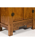 Large Elmwood 19th Cabinet with Carved Apron and Round Brass Medallion-12. Asian & Chinese Furniture, Art, Antiques, Vintage Home Décor for sale at FEA Home