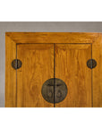 Large Elmwood 19th Cabinet with Carved Apron and Round Brass Medallion-5. Asian & Chinese Furniture, Art, Antiques, Vintage Home Décor for sale at FEA Home