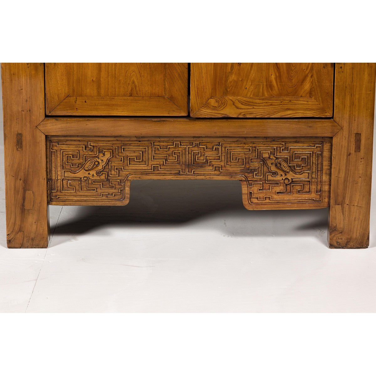 Large Elmwood 19th Cabinet with Carved Apron and Round Brass Medallion-6. Asian &amp; Chinese Furniture, Art, Antiques, Vintage Home Décor for sale at FEA Home