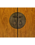 Large Elmwood 19th Cabinet with Carved Apron and Round Brass Medallion-7. Asian & Chinese Furniture, Art, Antiques, Vintage Home Décor for sale at FEA Home