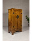 Large Elmwood 19th Cabinet with Carved Apron and Round Brass Medallion-9. Asian & Chinese Furniture, Art, Antiques, Vintage Home Décor for sale at FEA Home