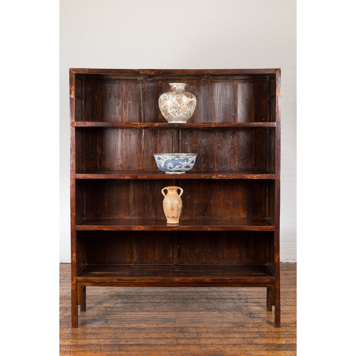 Chinese Qing Dynasty 19th Century Bookcase with Four Shelves and Dark Patina-4. Asian &amp; Chinese Furniture, Art, Antiques, Vintage Home Décor for sale at FEA Home
