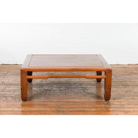 19th Century Low Kang Coffee Table with Humpback Stretcher and Horsehoof Feet