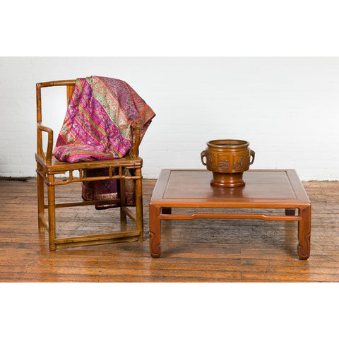 19th Century Low Kang Coffee Table with Humpback Stretcher and Horsehoof Feet-YN1399-2. Asian & Chinese Furniture, Art, Antiques, Vintage Home Décor for sale at FEA Home