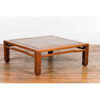 19th Century Low Kang Coffee Table with Humpback Stretcher and Horsehoof Feet