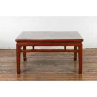 Rich Brown Square Shaped Coffee Table with Spacious Top