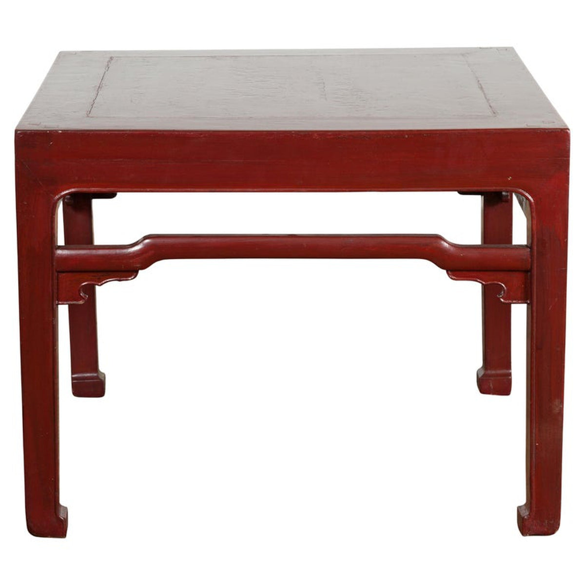 Chinese Late Qing Dynasty Period Red Lacquered Low Table with Horsehoof Feet-1. Asian & Chinese Furniture, Art, Antiques, Vintage Home Décor for sale at FEA Home
