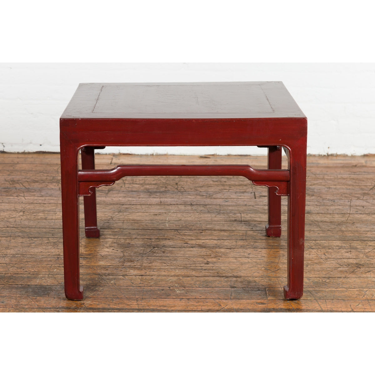 Chinese Late Qing Dynasty Period Red Lacquered Low Table with Horsehoof Feet-2. Asian & Chinese Furniture, Art, Antiques, Vintage Home Décor for sale at FEA Home