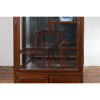 Qing Dynasty Style Retrofitted Vitrine Cabinet with Mirrors and Spot Lights