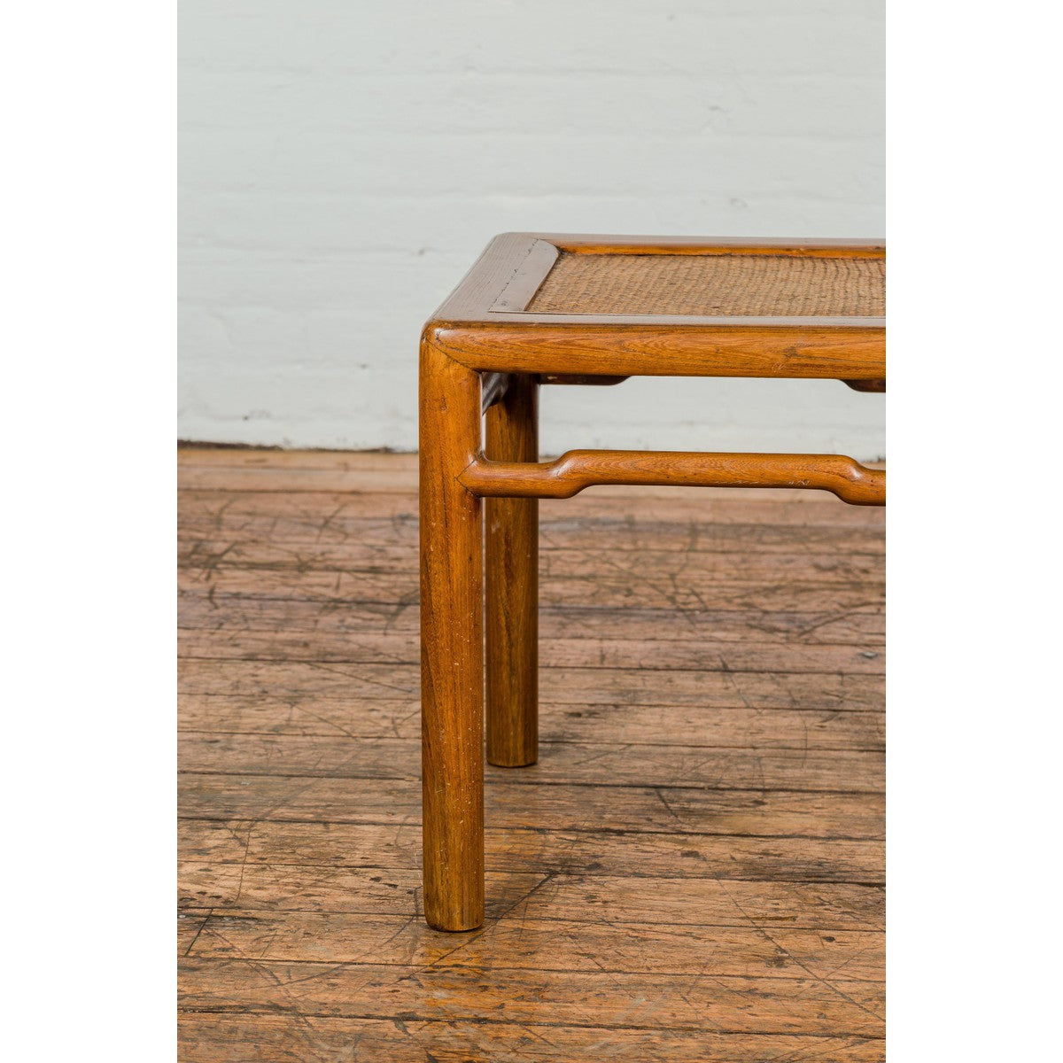 Antique Small Square Side Table with Rattan Insert and Humpback Stretcher-9. Asian &amp; Chinese Furniture, Art, Antiques, Vintage Home Décor for sale at FEA Home
