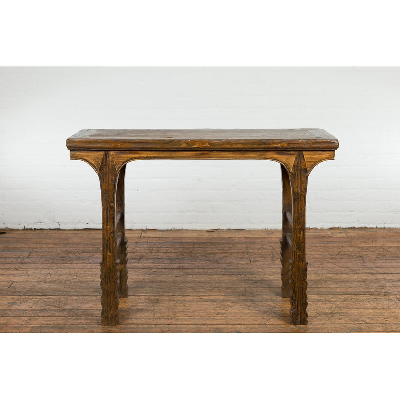 19th Century Antique Console Table with Textured Legs-YN1986-2. Asian & Chinese Furniture, Art, Antiques, Vintage Home Décor for sale at FEA Home