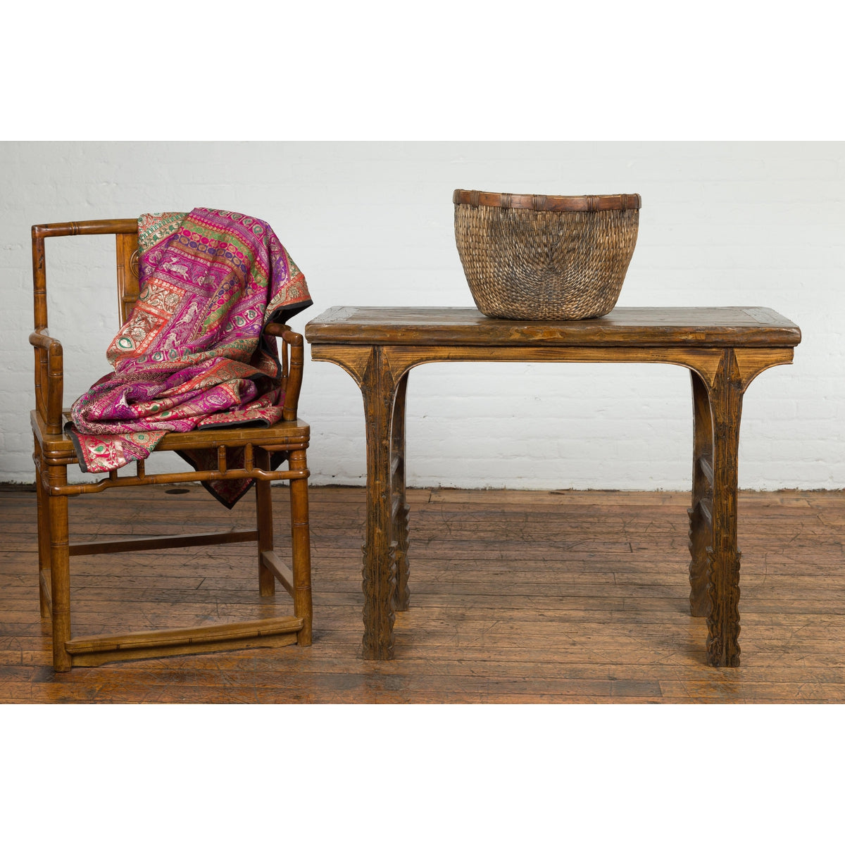 19th Century Antique Console Table with Textured Legs-3. Asian &amp; Chinese Furniture, Art, Antiques, Vintage Home Décor for sale at FEA Home