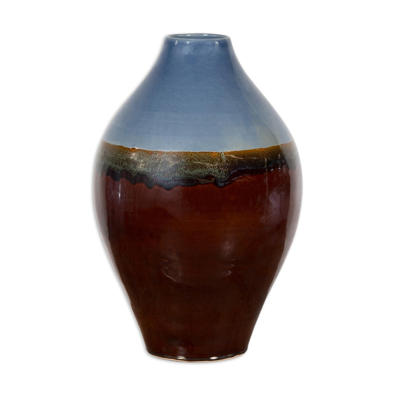 Contemporary Ceramic Vase with Blue & Brown Glaze-YN2029-15. Asian & Chinese Furniture, Art, Antiques, Vintage Home Décor for sale at FEA Home