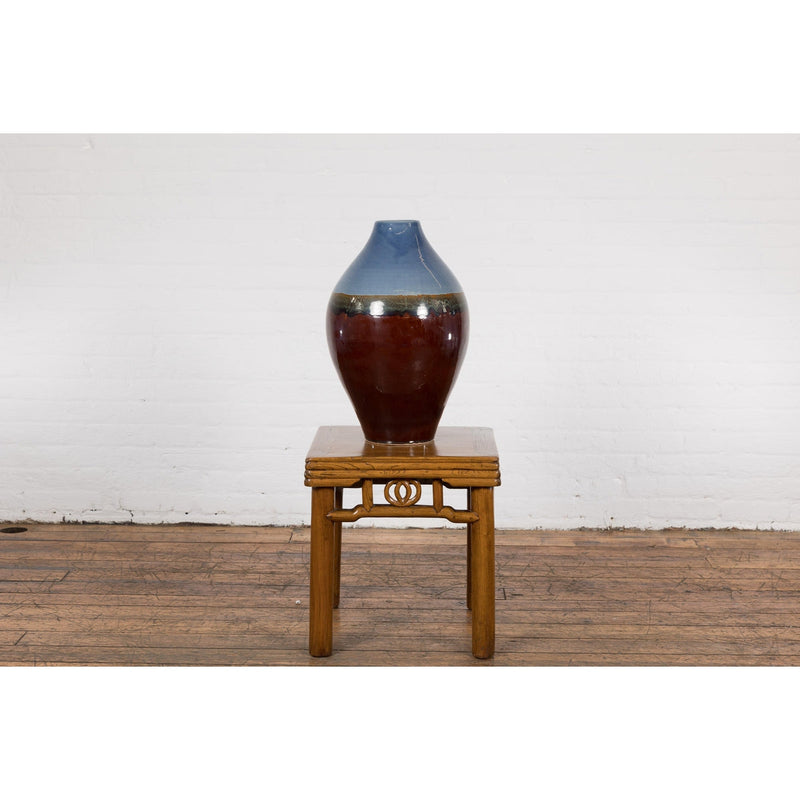 Contemporary Ceramic Vase with Blue & Brown Glaze-YN2029-4. Asian & Chinese Furniture, Art, Antiques, Vintage Home Décor for sale at FEA Home