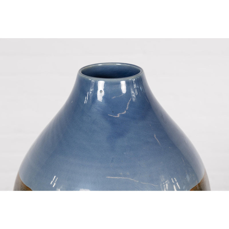 Contemporary Ceramic Vase with Blue & Brown Glaze-YN2029-5. Asian & Chinese Furniture, Art, Antiques, Vintage Home Décor for sale at FEA Home