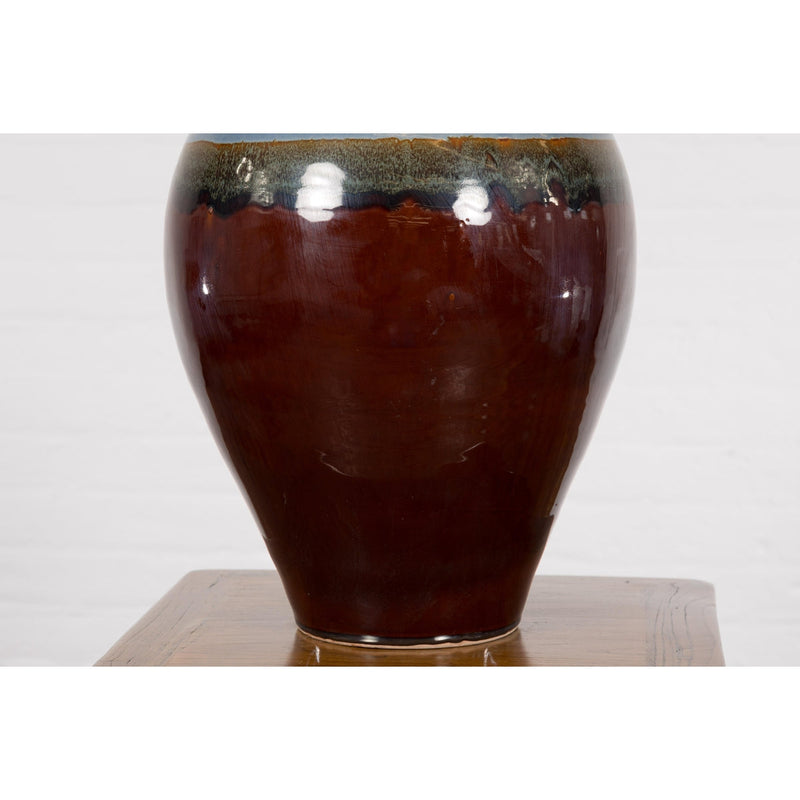 Contemporary Ceramic Vase with Blue & Brown Glaze-YN2029-7. Asian & Chinese Furniture, Art, Antiques, Vintage Home Décor for sale at FEA Home