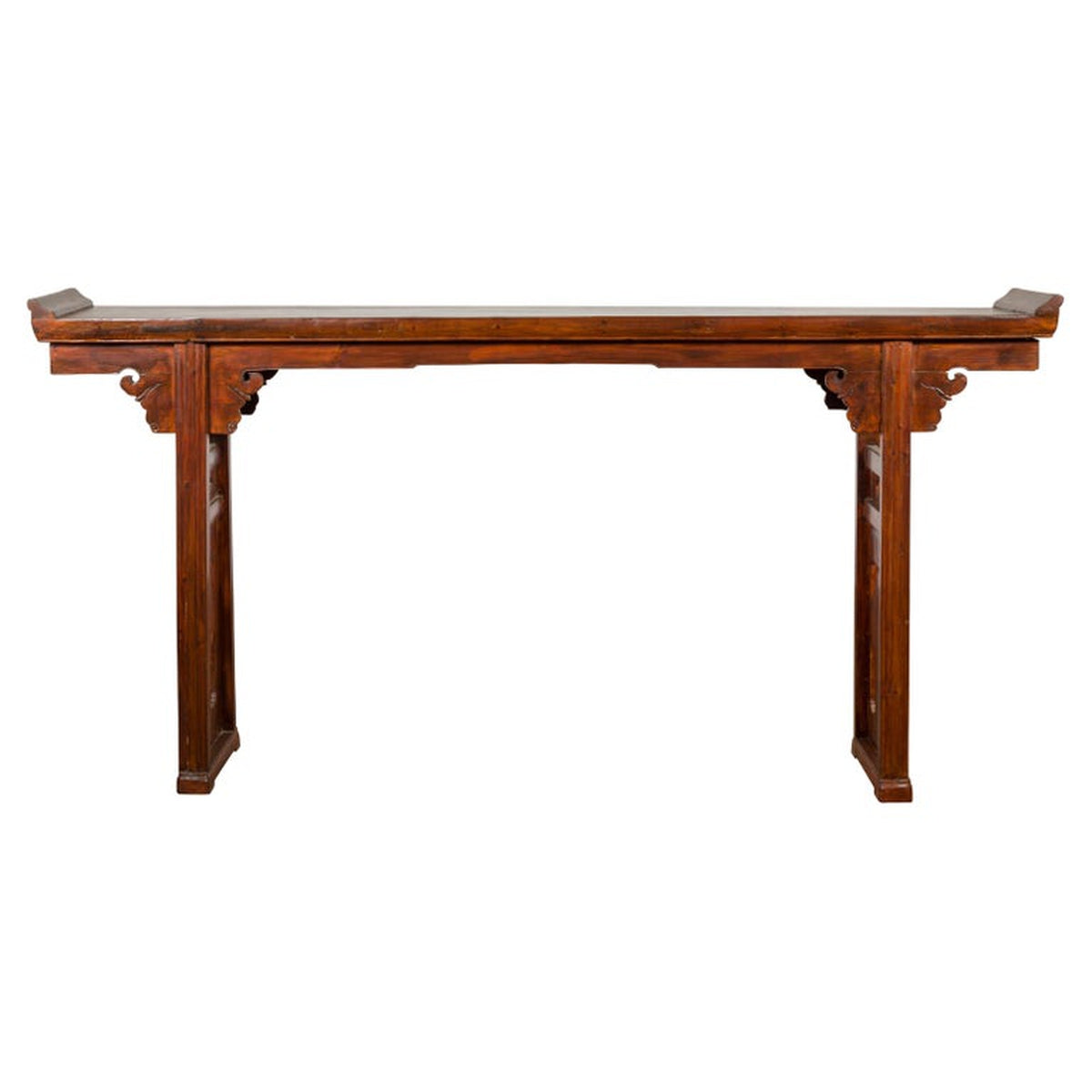 Chinese Late Qing Dynasty Altar Console Table with Lateral Pierced Tree Motifs-1. Asian & Chinese Furniture, Art, Antiques, Vintage Home Décor for sale at FEA Home